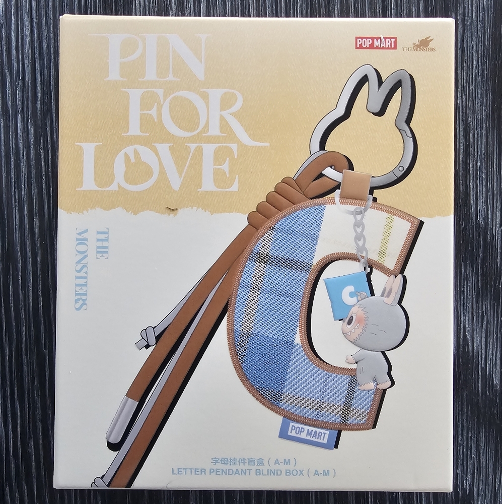 LABUBU PIN FOR LOVE- LETTER B Pop Mart Pin for Love Letter Pendant Blind Box